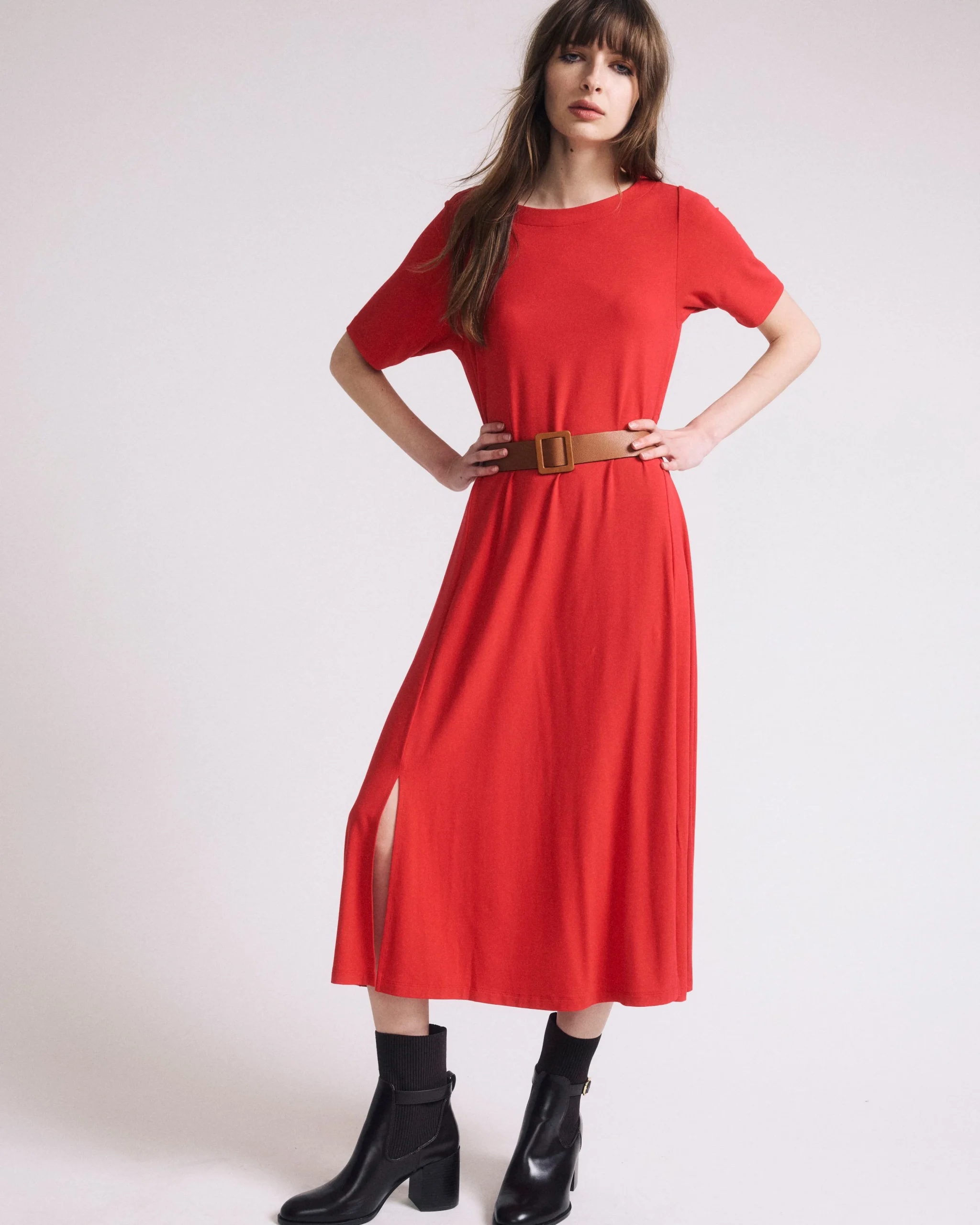 Serena Boatneck Divine Jersey Dress Lipstick