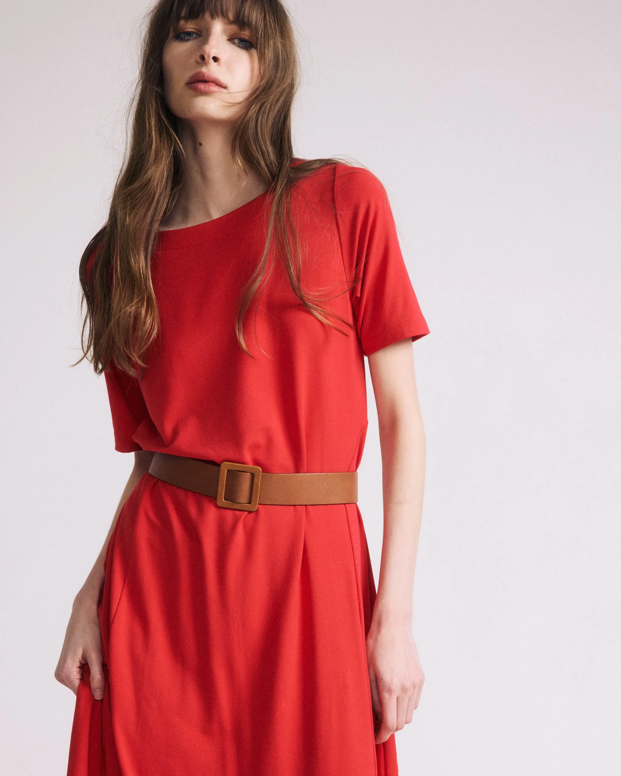 Serena Boatneck Divine Jersey Dress Lipstick