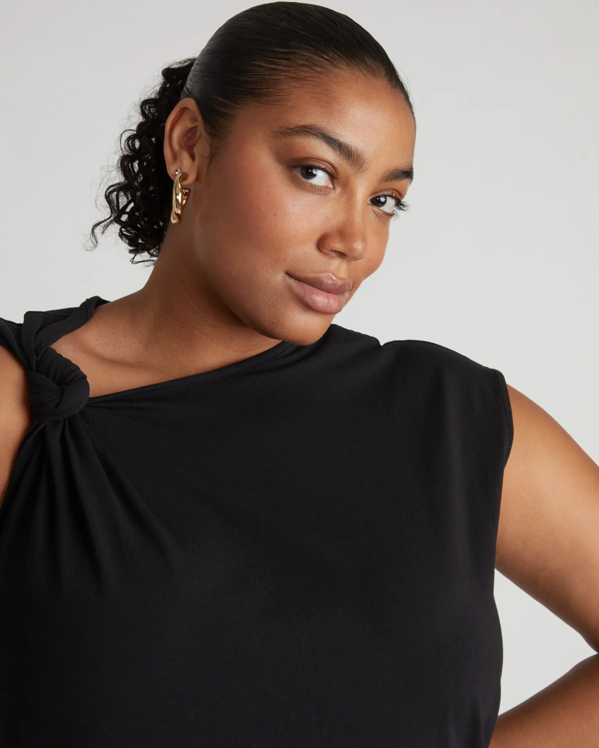 Shoulder Knot Dress Black