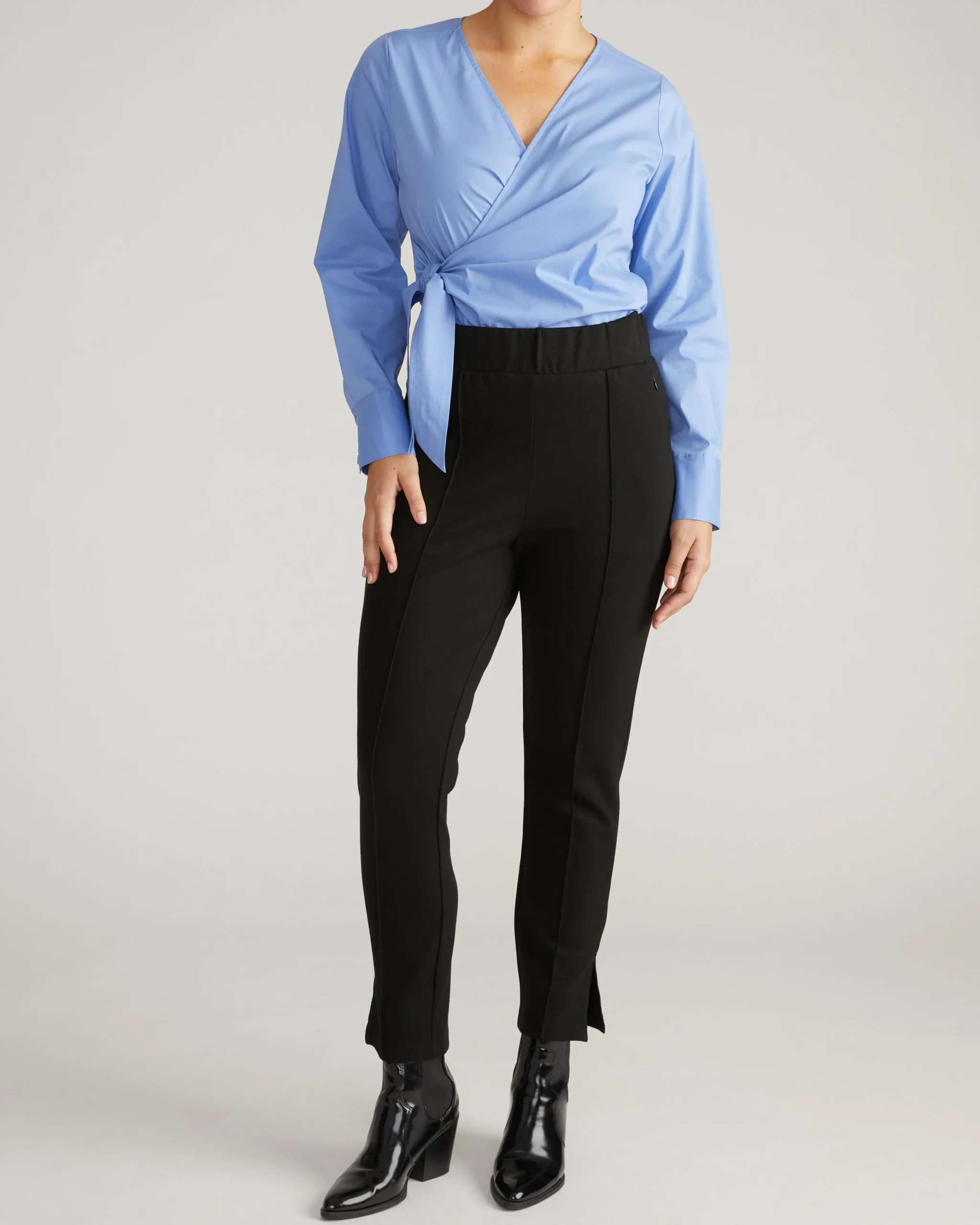 Skinny Pintuck Ponte Pants 28 Inch Black