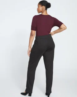 Smart Signature Ponte Pants Long Slate Pinstripe