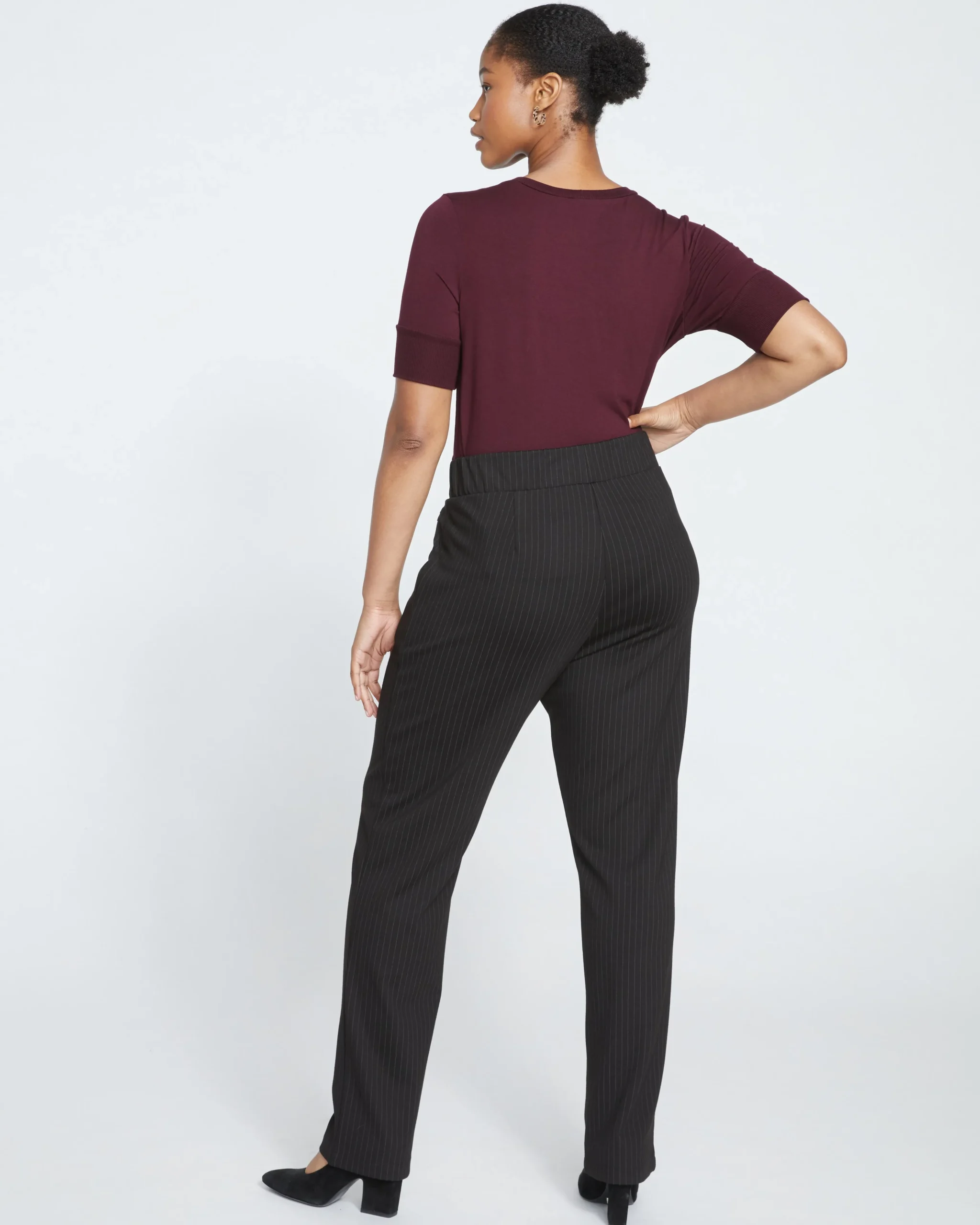 Smart Signature Ponte Pants Long Slate Pinstripe