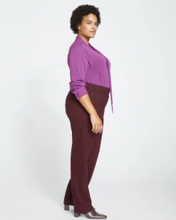 Smart Signature Ponte Pants Long Black Cherry