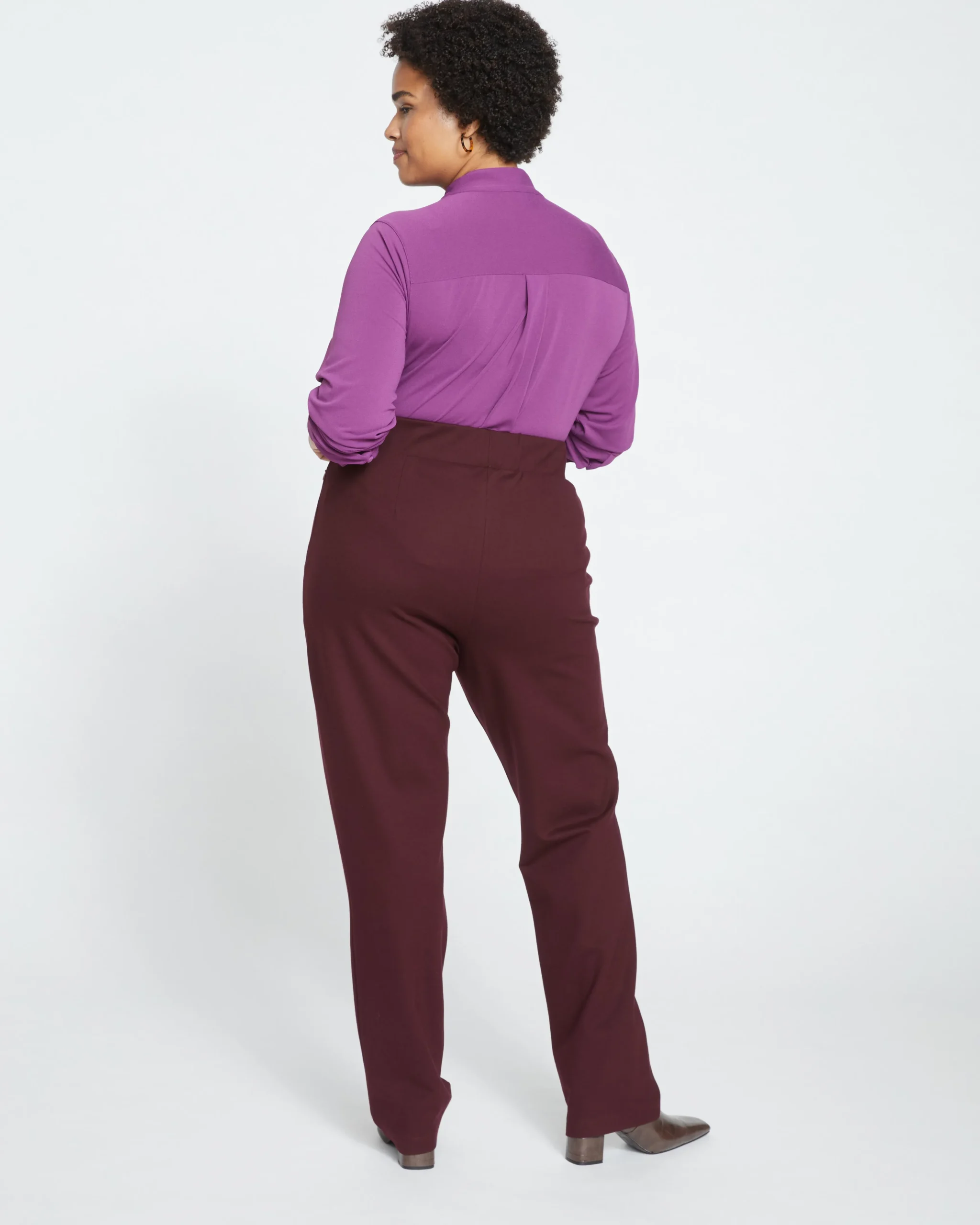 Smart Signature Ponte Pants Long Black Cherry