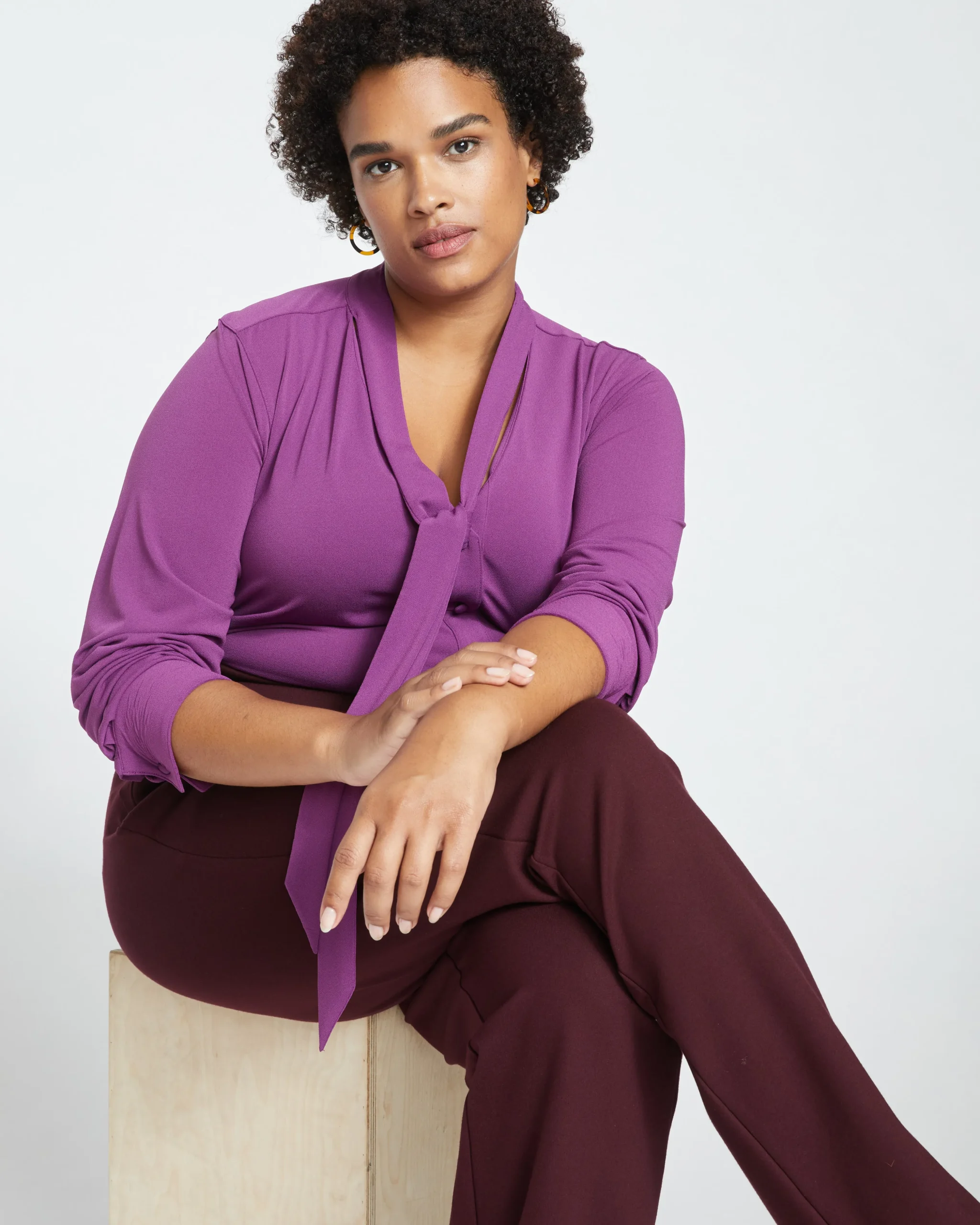 Smart Signature Ponte Pants Long Black Cherry