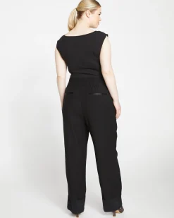 Soiree Double Luxe Pull-On Pants Black/Black Shine