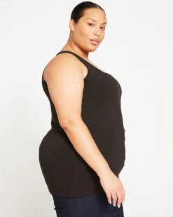 Square Neck Tank Top Black