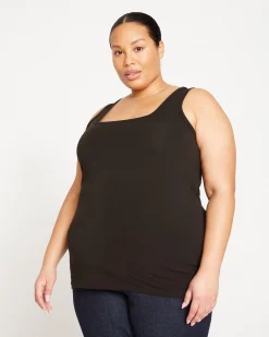 Square Neck Tank Top Black