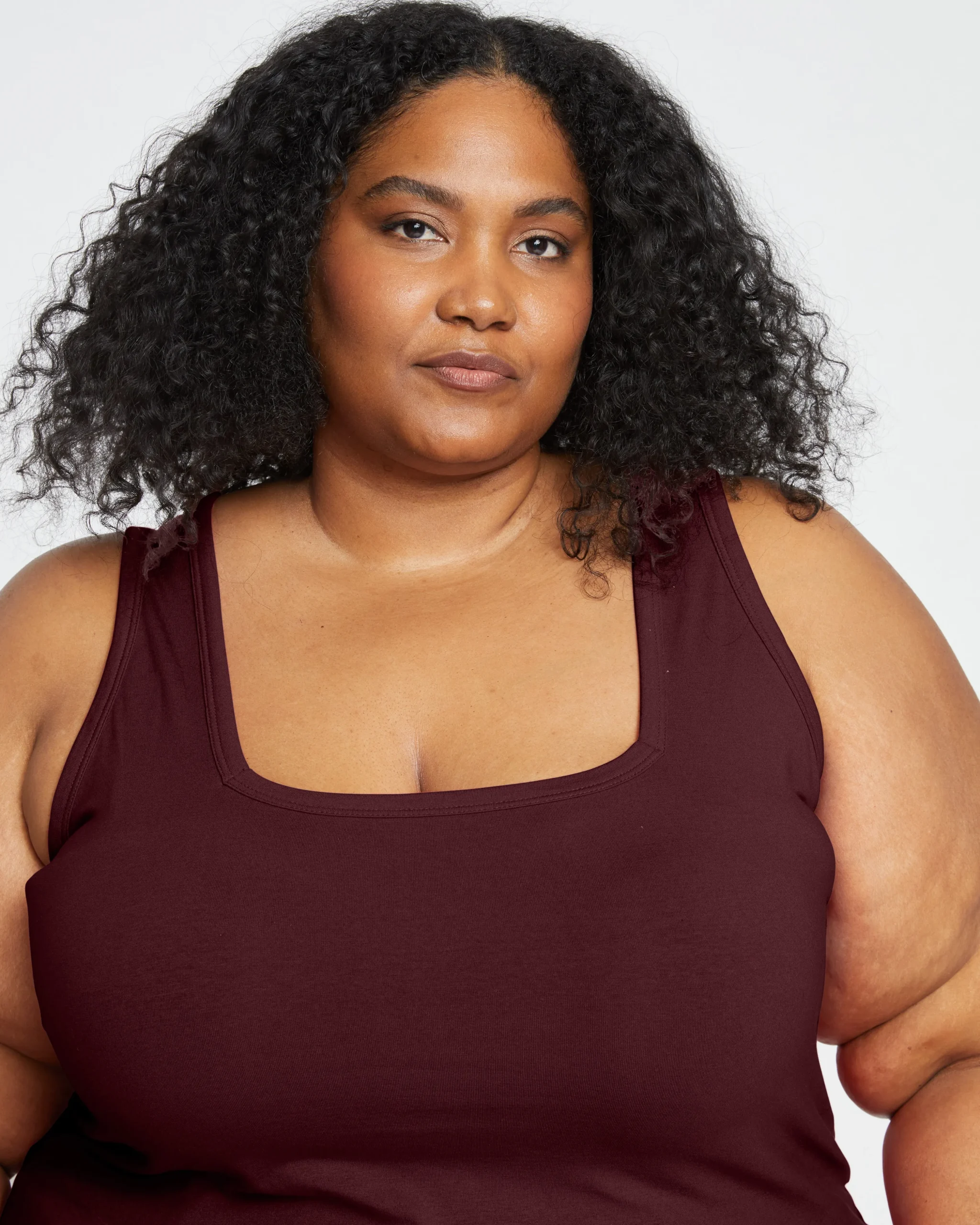 Square Neck Tank Top Black Cherry