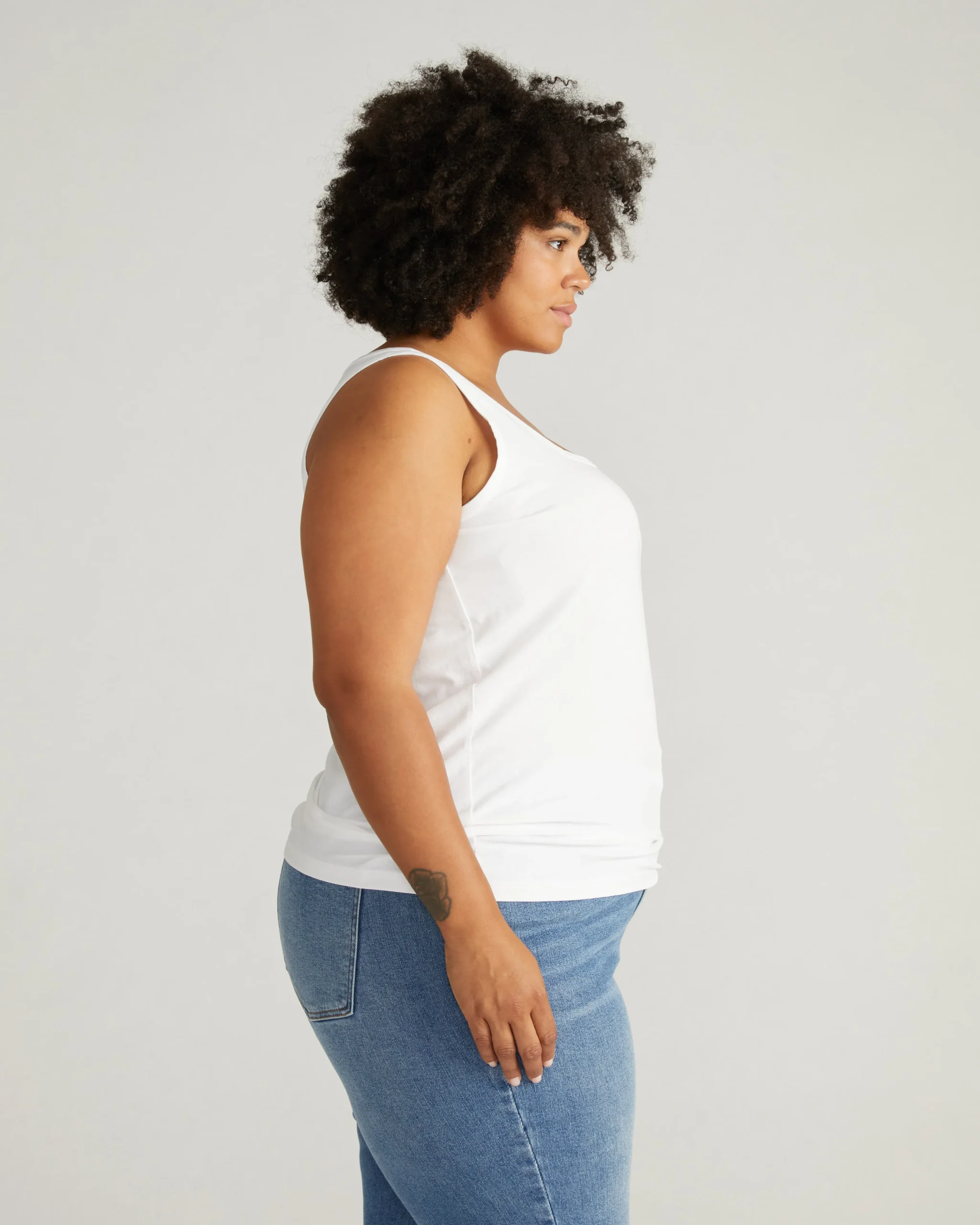 Square Neck Tank Top White