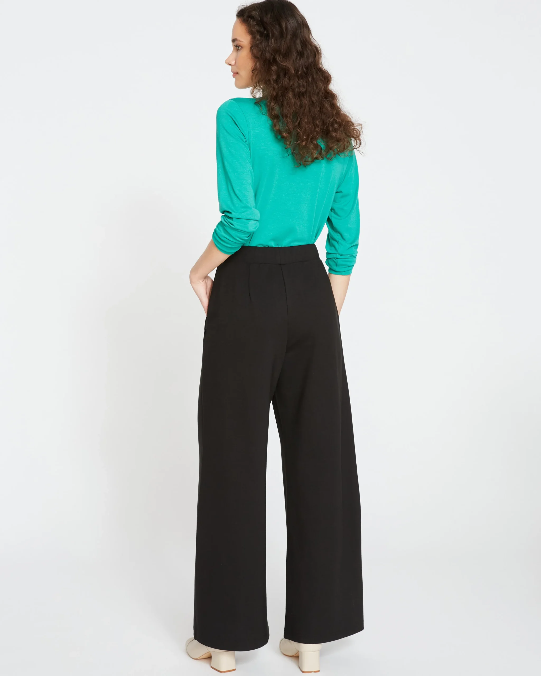 Stephanie Wide Leg Ponte Pants Black