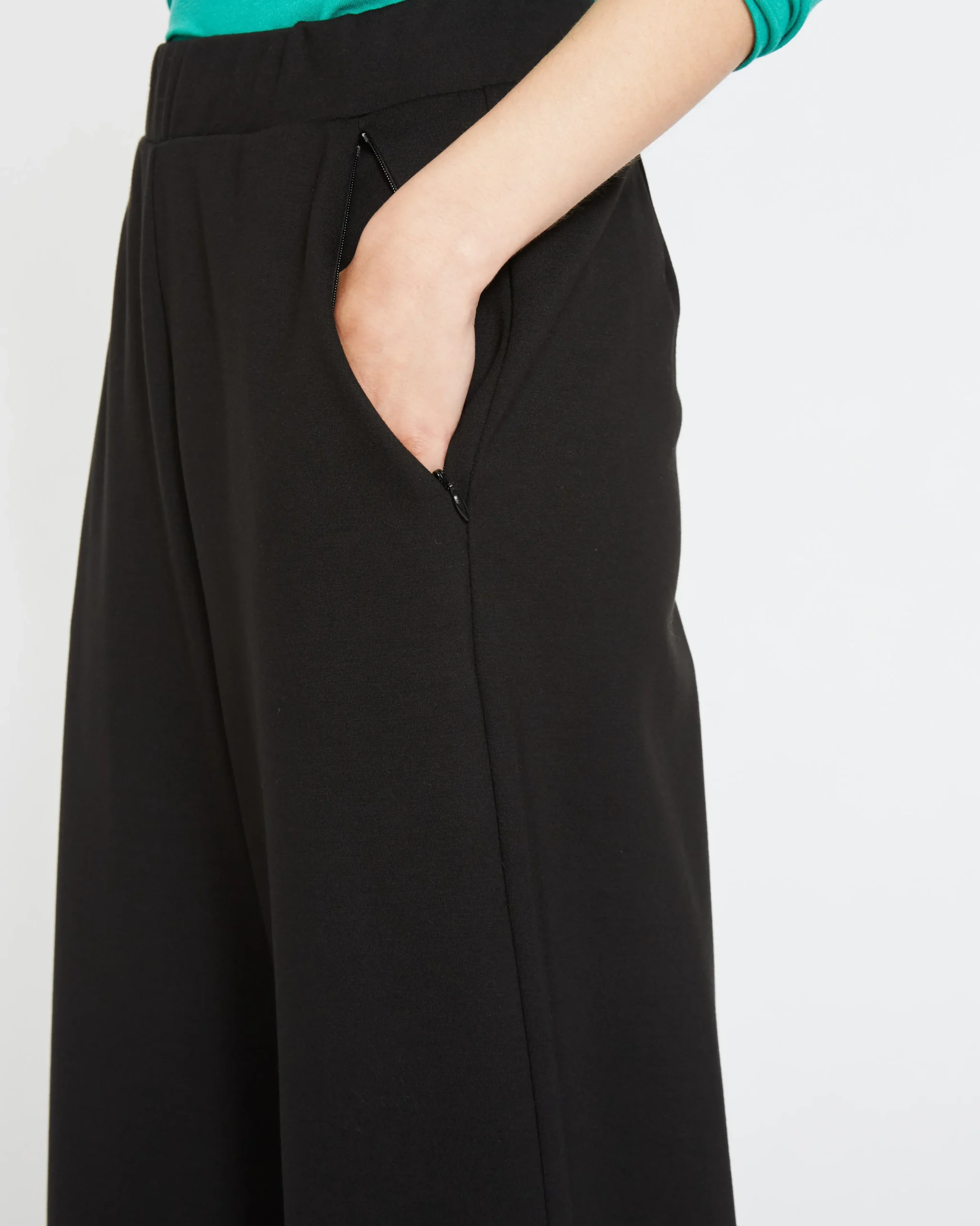 Stephanie Wide Leg Ponte Pants Black