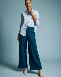 Stephanie Wide Leg Ponte Pants Deep Teal