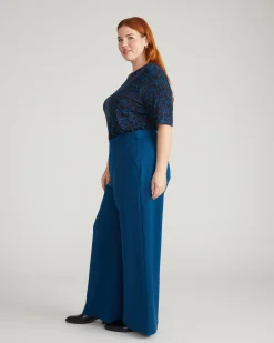 Stephanie Wide Leg Ponte Pants Deep Teal
