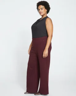Stephanie Wide Leg Ponte Pants Black Cherry