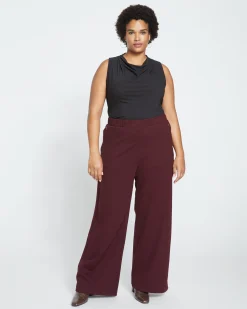 Stephanie Wide Leg Ponte Pants Black Cherry