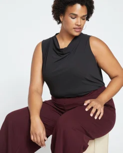Stephanie Wide Leg Ponte Pants Black Cherry