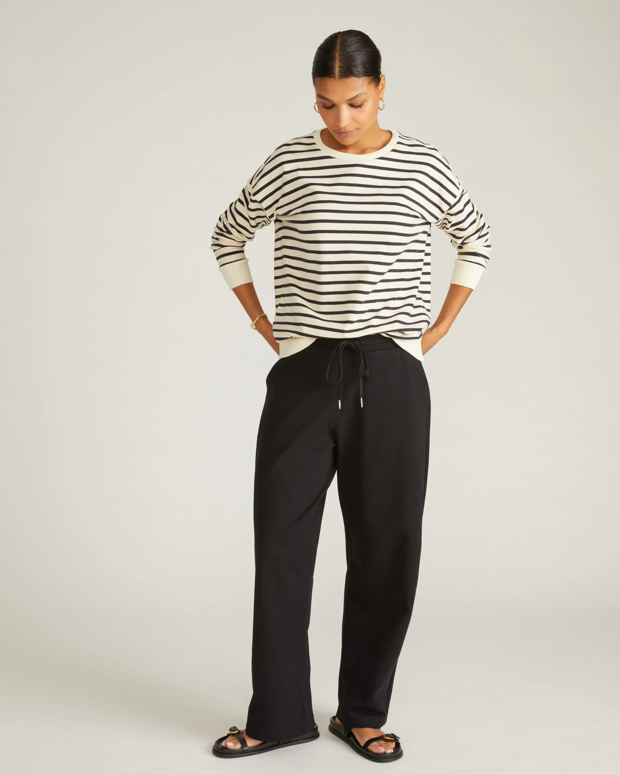 Straight Leg French Terry Sweatpants Black