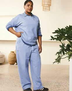 Straight Leg French Terry Sweatpants Graceful Blue