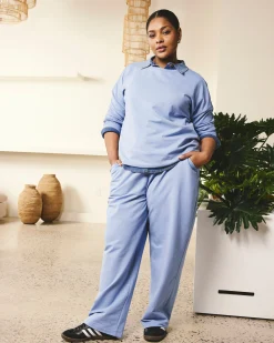 Straight Leg French Terry Sweatpants Graceful Blue