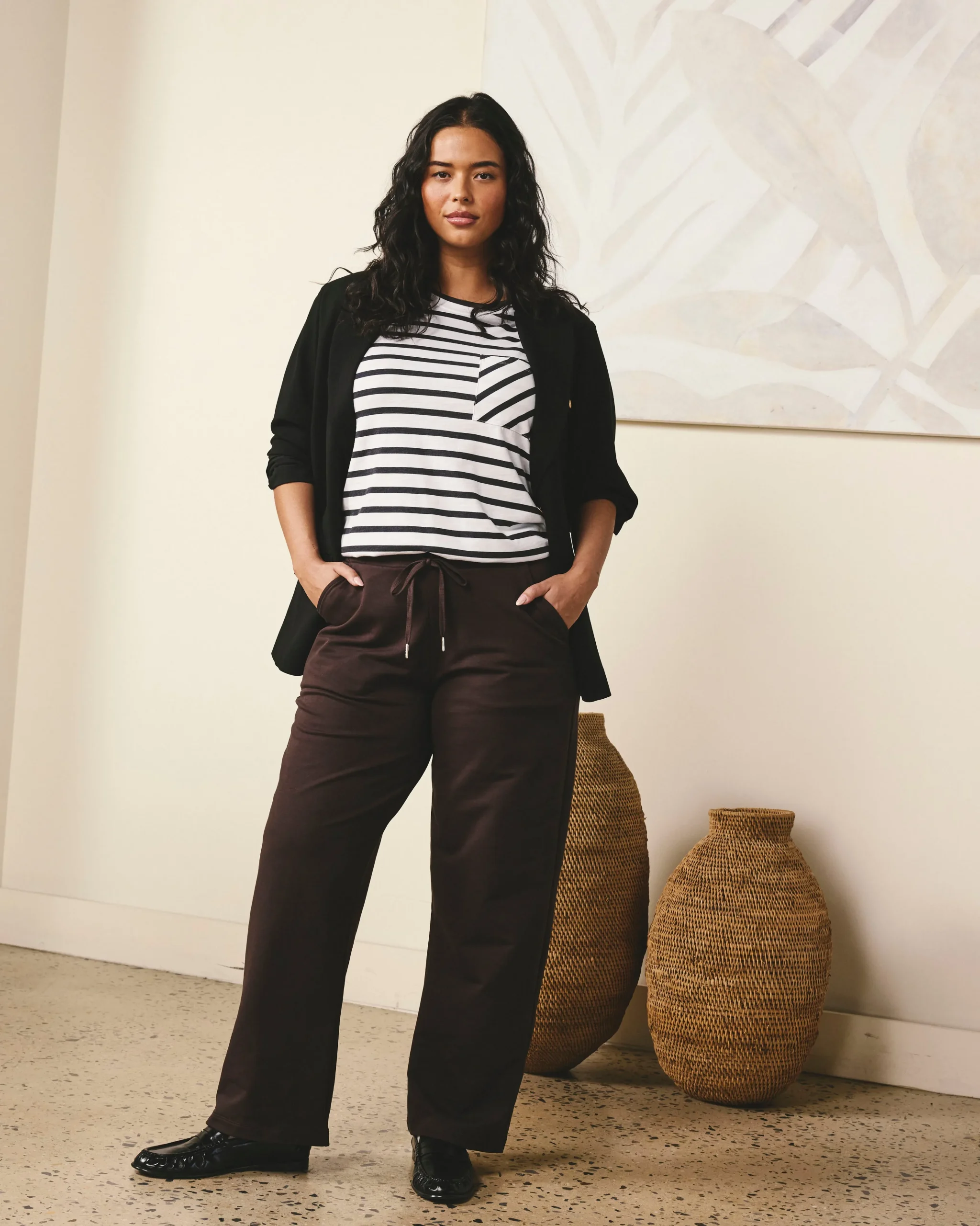 Straight Leg French Terry Sweatpants Deep Brown