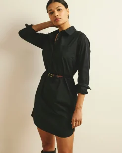 Stretch Poplin Rubicon Shirtdress Black