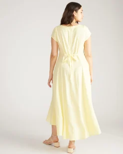 Sunset Linen Blend Flounce Dress Twinkle