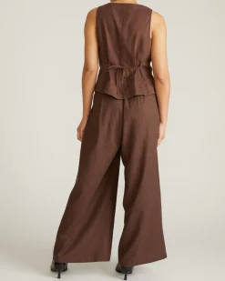 Tamsin Stretch Linen Blend Vest Sophisticated Brown