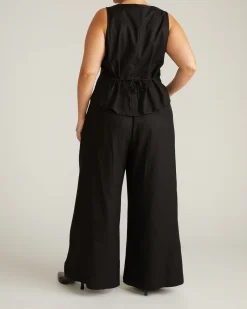 Tamsin Stretch Linen Blend Vest Black