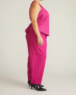 Tamsin Stretch Linen Blend Vest Hyper Pink