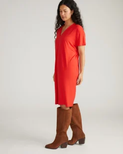Teresa Liquid Jersey V-Neck Dress Lipstick