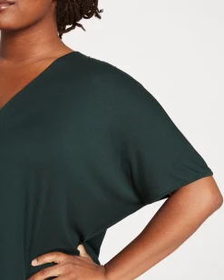 Teresa Liquid Jersey V-Neck Dress Forest Green
