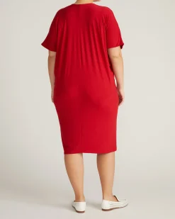 Teresa Liquid Jersey V-Neck Dress New York Red