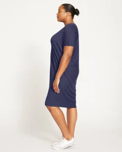 Teresa Liquid Jersey V-Neck Dress Midnight