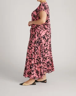 Tessa Liquid Jersey Skirt Pink Sgraffito Print