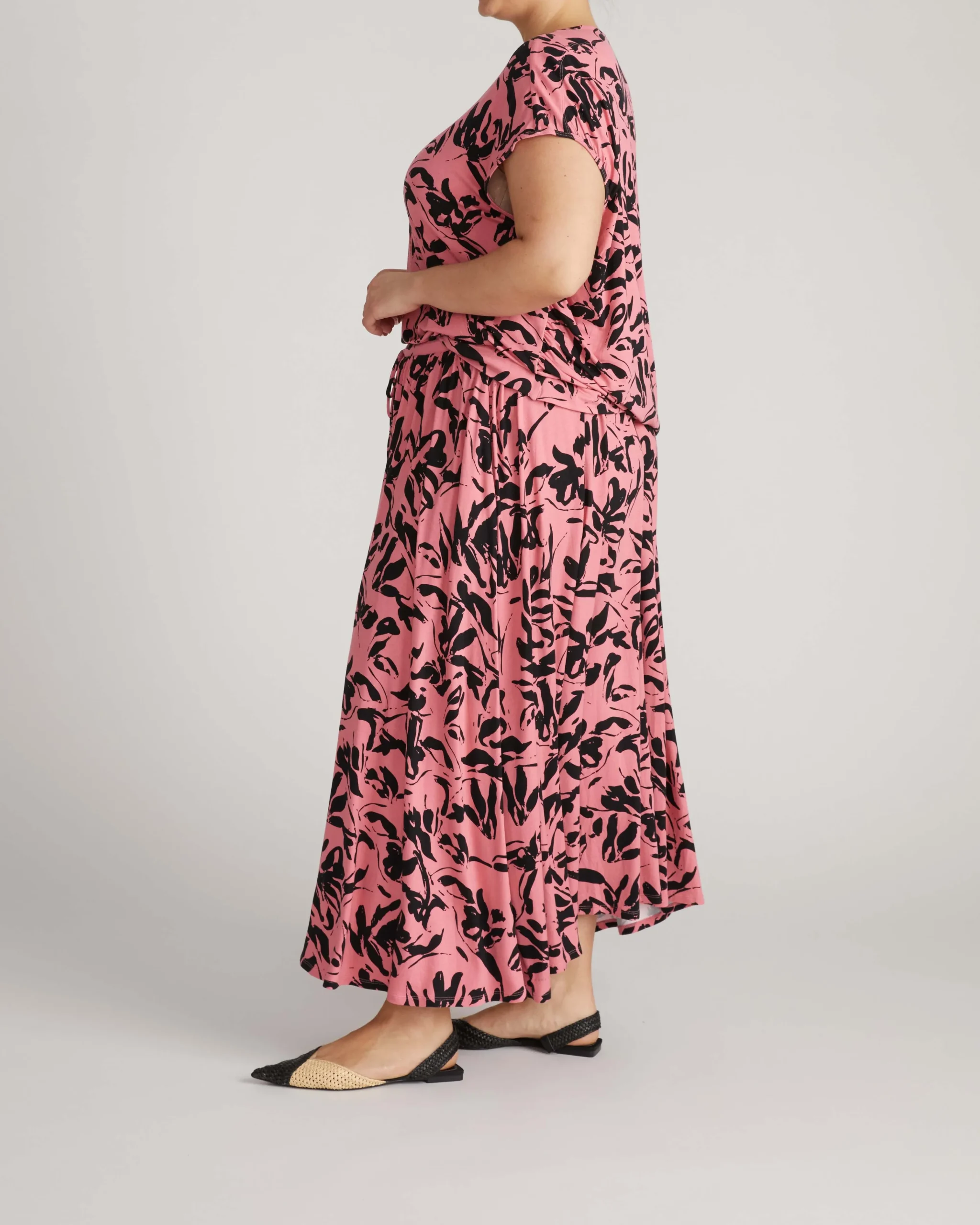 Tessa Liquid Jersey Skirt Pink Sgraffito Print