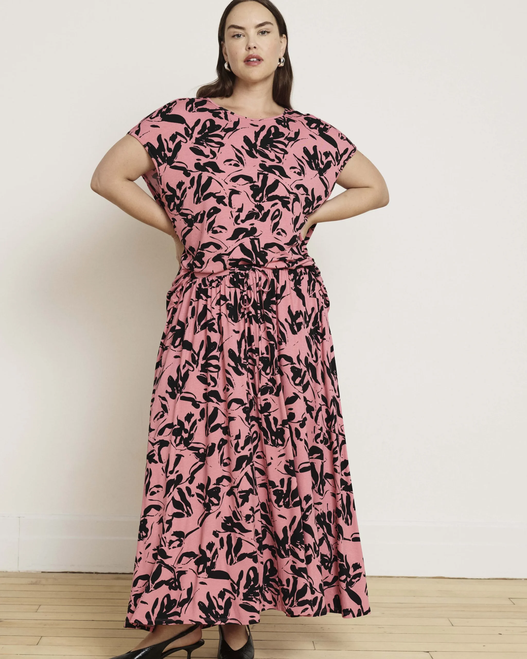 Tessa Liquid Jersey Skirt Pink Sgraffito Print