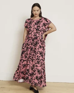 Tessa Liquid Jersey Skirt Pink Sgraffito Print