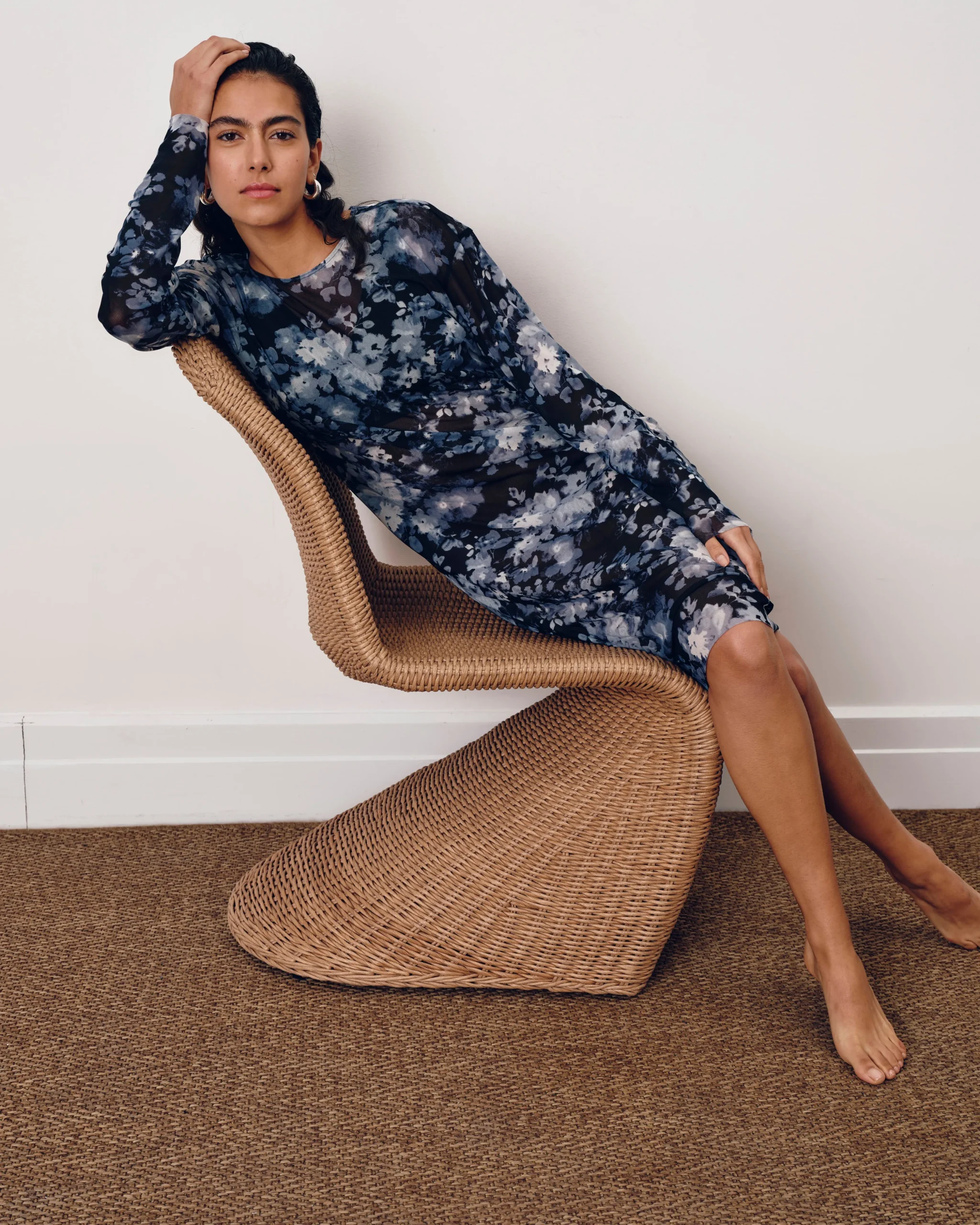 Thames Fog Dress Tumbling Bouquet Print