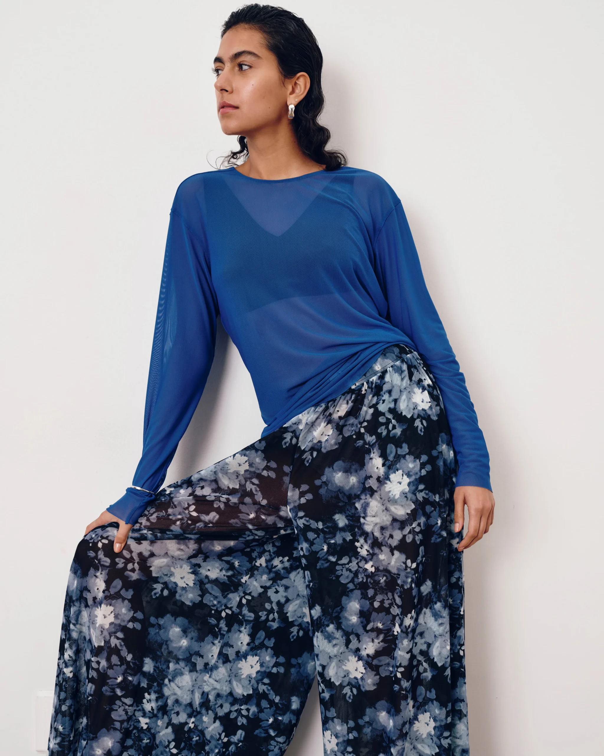 Thames Mesh Pants Tumbling Bouquet Print