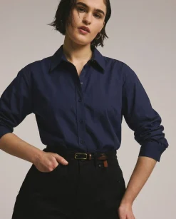 The Artist Oversized Poplin Shirt Navy