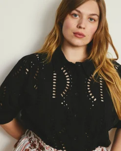 The Embroidered Artist Oversized Poplin Shirt Black