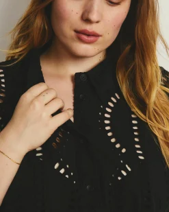 The Embroidered Artist Oversized Poplin Shirt Black