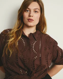 The Embroidered Artist Oversized Poplin Shirt Peppercorn