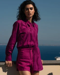 The Embroidered Artist Oversized Poplin Shirt Hyper Pink