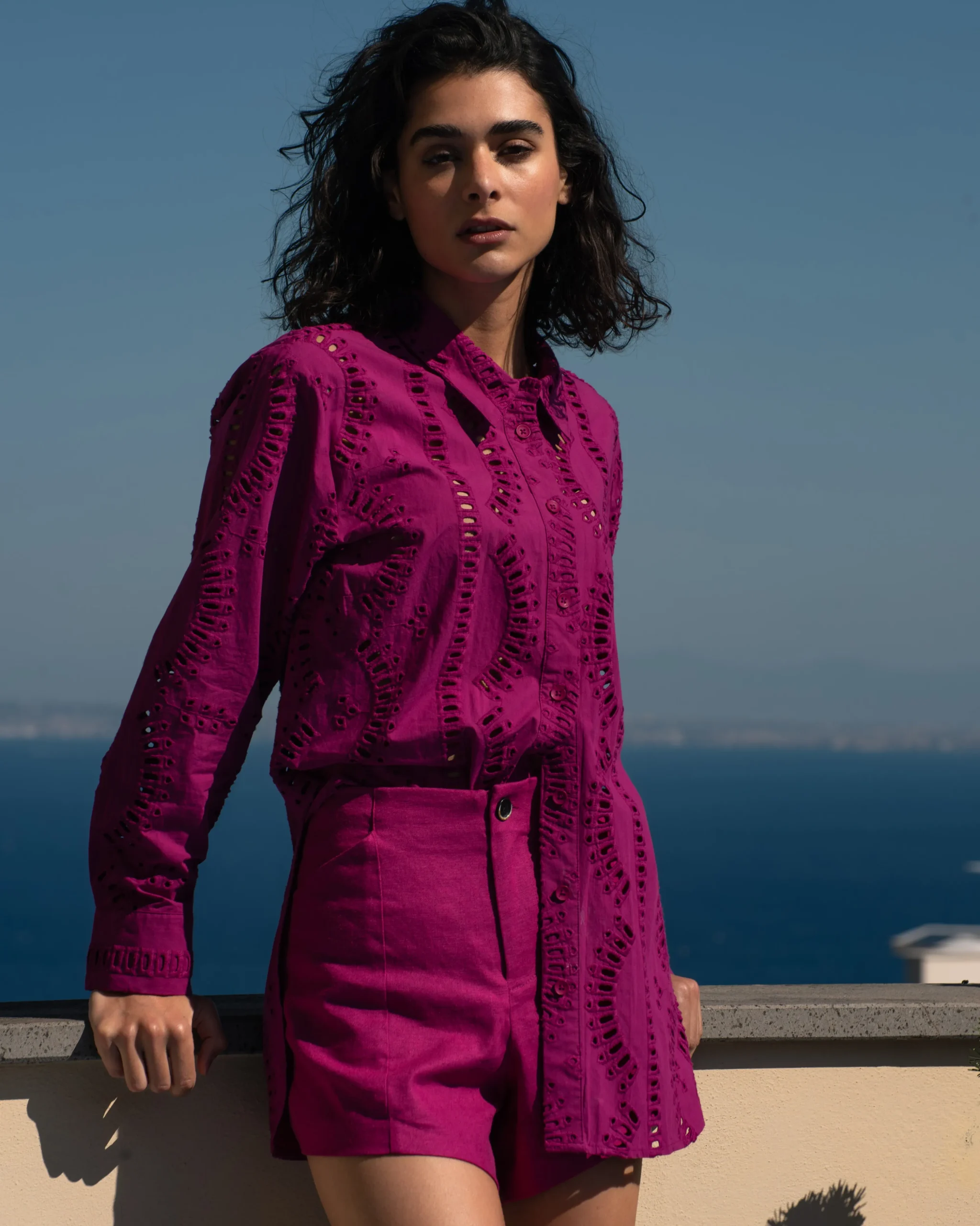 The Embroidered Artist Oversized Poplin Shirt Hyper Pink