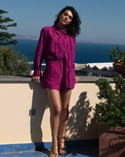 The Embroidered Artist Oversized Poplin Shirt Hyper Pink