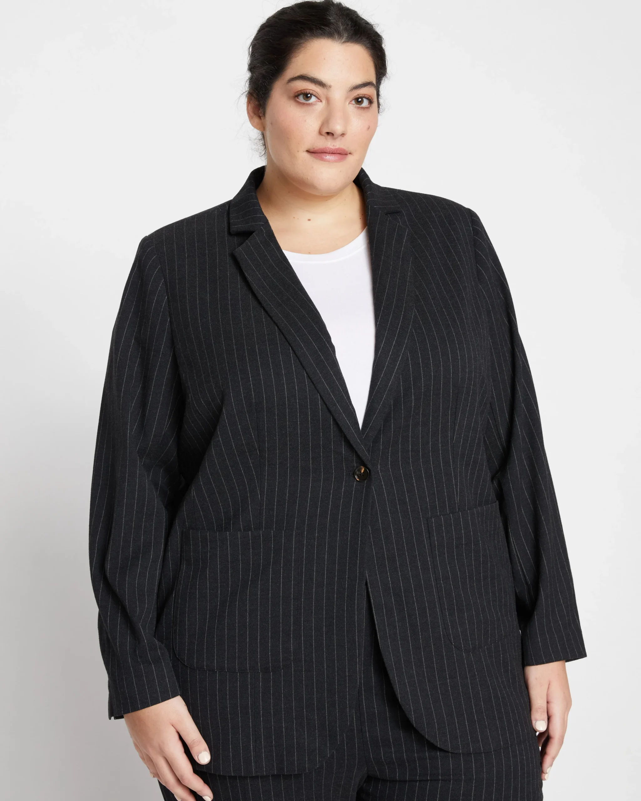The Pinstripe Blazer Graphite