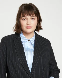 The Pinstripe Blazer Graphite