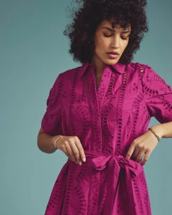 Tina Cotton Poplin Shirtdress Hyper Pink